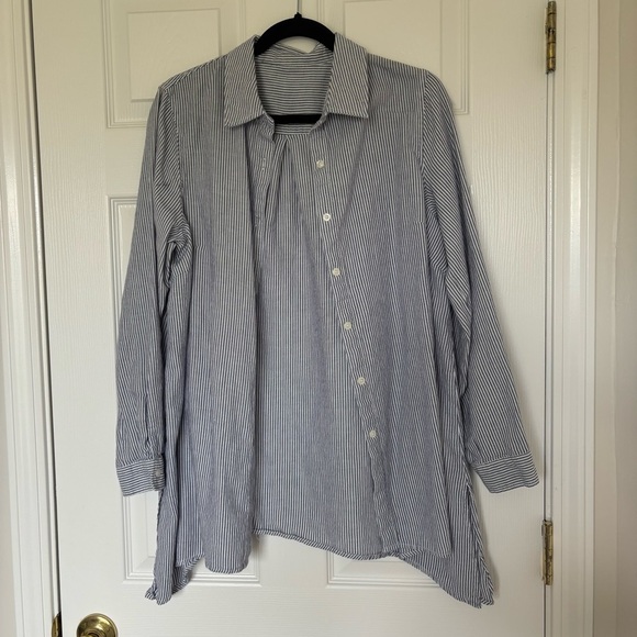 Zac & Rachel Blue White Striped Button Down Top Size Small - Picture 2 of 8